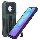 For vivo S1 Pro Vanguard Warrior All Inclusive Double-color Shockproof TPU + PC Phone Case with Holder(Green) - 1