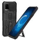 For vivo V20 Vanguard Warrior All Inclusive Double-color Shockproof TPU + PC Phone Case with Holder(Black) - 1