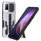 For vivo V21 Vanguard Warrior All Inclusive Double-color Shockproof TPU + PC Phone Case with Holder(Silver) - 1