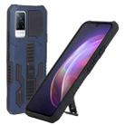 For vivo V21 Vanguard Warrior All Inclusive Double-color Shockproof TPU + PC Phone Case with Holder(Blue) - 1