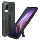 For vivo V21e Vanguard Warrior All Inclusive Double-color Shockproof TPU + PC Phone Case with Holder(Green) - 1