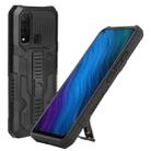 For vivo Y50 Vanguard Warrior All Inclusive Double-color Shockproof TPU + PC Phone Case with Holder(Black) - 1
