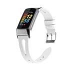 For Fitbit Charge 5 FC5-18 Pointed Tail Leather Strap Watch Band(White) - 1