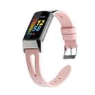 For Fitbit Charge 5 FC5-18 Pointed Tail Leather Strap Watch Band(Pink) - 1