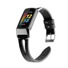 For Fitbit Charge 5 FC5-18 Pointed Tail Leather Strap Watch Band(Black) - 1