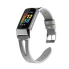 For Fitbit Charge 5 FC5-18 Pointed Tail Leather Strap Watch Band(Grey) - 1