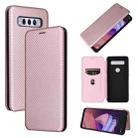 For TCL 10 SE Carbon Fiber Texture Leather Phone Case with Card Slot(Pink) - 1