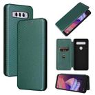 For TCL 10 SE Carbon Fiber Texture Leather Phone Case with Card Slot(Green) - 1