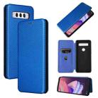 For TCL 10 SE Carbon Fiber Texture Leather Phone Case with Card Slot(Blue) - 1