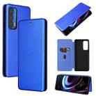 For Motorola Edge 2021 Carbon Fiber Texture Leather Phone Case with Card Slot(Blue) - 1