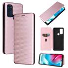 For Motorola Moto G60S Carbon Fiber Texture Leather Phone Case with Card Slot(Pink) - 1