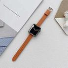 Leather Watch Band For Apple Watch Ultra 49mm / Series 8&7 45mm / SE 2&6&SE&5&4 44mm / 3&2&1 42mm(Orange) - 1