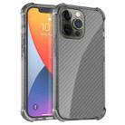 For iPhone 13 Pro Max Carbon Fiber Texture Four-corner Shockproof Phone Case (Black) - 1