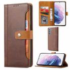 For Samsung Galaxy S22 5G Calf Texture Double Fold Leather Phone Case(Brown) - 1