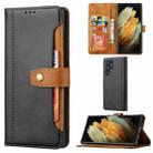 For Samsung Galaxy S22 Ultra 5G Calf Texture Double Fold Leather Phone Case(Black) - 1