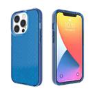 For iPhone 13 Pro Max Grid Pattern Shockproof Transparent TPU Phone Case (Blue) - 1