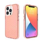 For iPhone 13 Pro Max Grid Pattern Shockproof Transparent TPU Phone Case (Pink) - 1