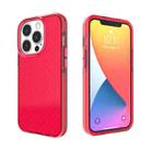 For iPhone 13 Pro Max Grid Pattern Shockproof Transparent TPU Phone Case (Red) - 1