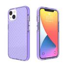 For iPhone 13 Grid Pattern Shockproof Transparent TPU Phone Case(Purple) - 1