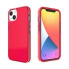 For iPhone 13 Grid Pattern Shockproof Transparent TPU Phone Case(Red) - 1