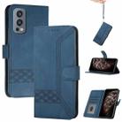 Cubic Skin Feel Flip Leather Phone Case For OnePlus Nord 2 5G(Blue) - 1
