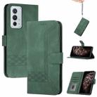 Cubic Skin Feel Flip Leather Phone Case For OnePlus 9RT 5G(Green) - 1