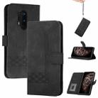 Cubic Skin Feel Flip Leather Phone Case For OnePlus 8 Pro(Black) - 1