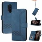 Cubic Skin Feel Flip Leather Phone Case For OnePlus 8 Pro(Blue) - 1