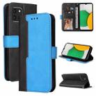 For Samsung Galaxy A03 EU Version Stitching-Color Flip Leather Phone Case with Holder(Blue) - 1
