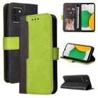 For Samsung Galaxy A03 Global Stitching-Color Flip Leather Phone Case with Holder(Green) - 1
