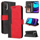 For Motorola Moto E40 / E30 / E20 Stitching-Color Flip Leather Phone Case with Holder(Red) - 1