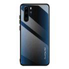 For Huawei P30 Pro Texture Gradient Glass Protective Case(Blue) - 1