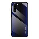 For Huawei P30 Pro Texture Gradient Glass Protective Case(Dark Blue) - 1