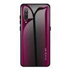 For Xiaomi 9 SE Texture Gradient Glass Protective Case(Rose Red) - 1