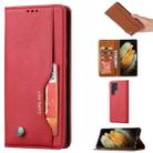 For Samsung Galaxy S22 Ultra 5G Knead Skin Texture Leather Phone Case(Red) - 1