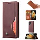 For Samsung Galaxy S22 Ultra 5G Knead Skin Texture Leather Phone Case(Wine Red) - 1