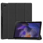 For Samsung Galaxy Tab A8 2021 Three-folding Holder Custer Texture Leather Tablet Case(Black) - 1