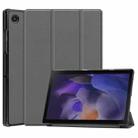 For Samsung Galaxy Tab A8 2021 Three-folding Holder Custer Texture Leather Tablet Case(Grey) - 1