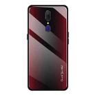 For OPPO F11 / A9 Texture Gradient Glass Protective Case(Red) - 1