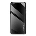 For OPPO A57 / A39 Texture Gradient Glass Protective Case(Black) - 1