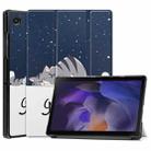For Samsung Galaxy Tab A8 2021 Painted Leather Tablet Case with 3-Fold Holder(Lazy Cat) - 1