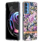 Flowers and Plants Series IMD TPU Phone Case For Motorola Edge 20 Pro(Purple Peony) - 1