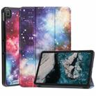 For Nokia T20 Painted Leather Tablet Case with 3-Fold Holder(Milky Way) - 1