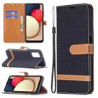 For Samsung Galaxy A03s 166mm Color Matching Denim Texture Leather Phone Case(Black) - 1