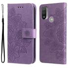 For Motorola Moto E20 / E30 / E40 7-petal Flowers Embossing Pattern Horizontal Flip CasePhone Case(Light Purple) - 1