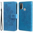 For Motorola Moto E20 / E30 / E40 7-petal Flowers Embossing Pattern Horizontal Flip CasePhone Case(Blue) - 1