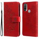 For Motorola Moto E20 / E30 / E40 7-petal Flowers Embossing Pattern Horizontal Flip CasePhone Case(Red) - 1