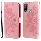For Motorola Moto E20 / E30 / E40 7-petal Flowers Embossing Pattern Horizontal Flip CasePhone Case(Rose Gold) - 1