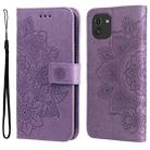 For Samsung Galaxy A03 EU Version 7-petal Flowers Embossing Pattern Horizontal Flip CasePhone Case(Light Purple) - 1