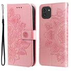 For Samsung Galaxy A03 Global 7-petal Flowers Embossing Pattern Horizontal Flip CasePhone Case(Rose Gold) - 1